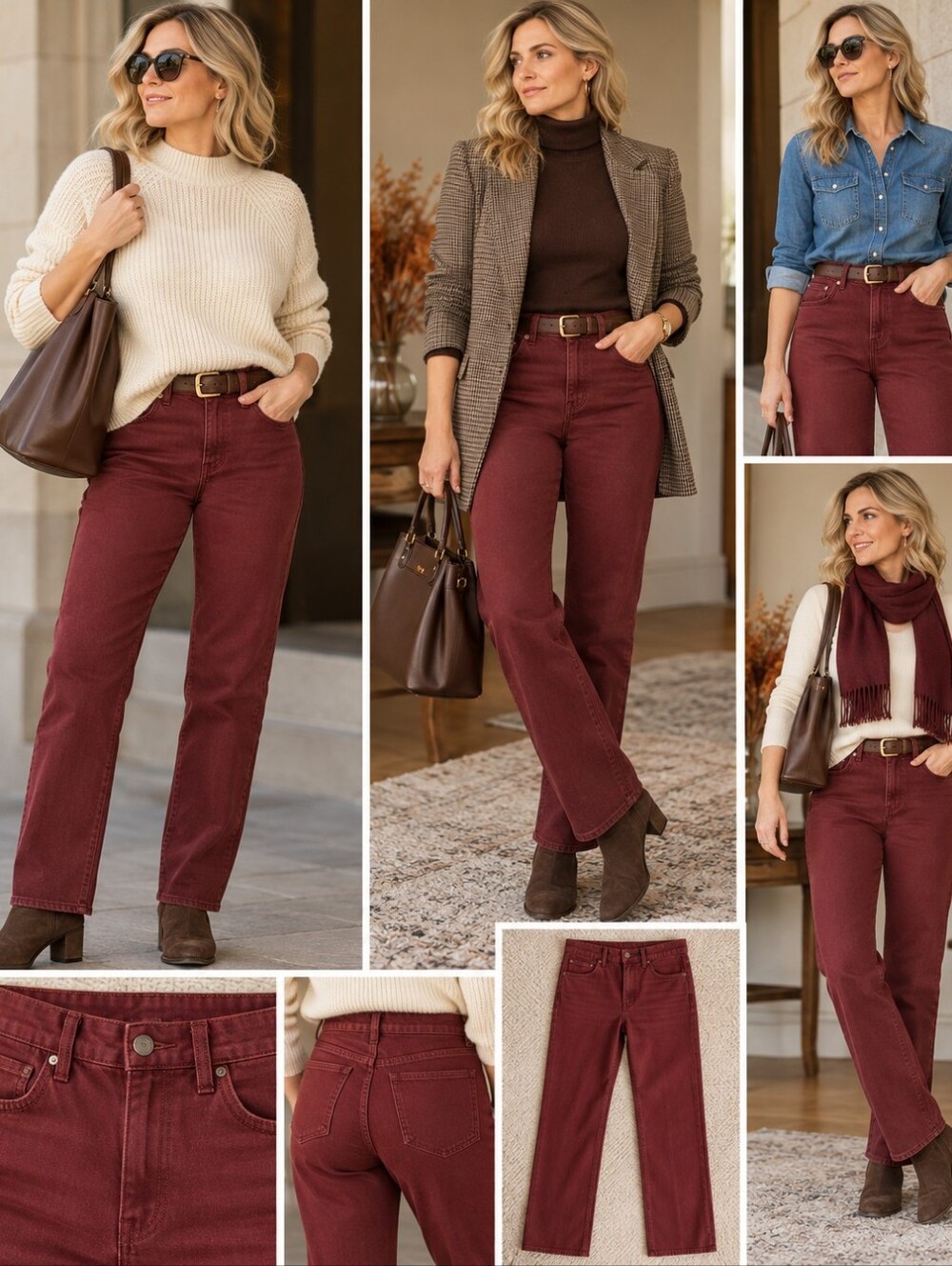 Coldwater Creek ShapeMe Burgundy Straight Leg Jeans Size 10